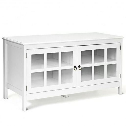 Picture of 50 Inch Modern Wood Large TV Stand Entertainment Center for TV-White - Color: White