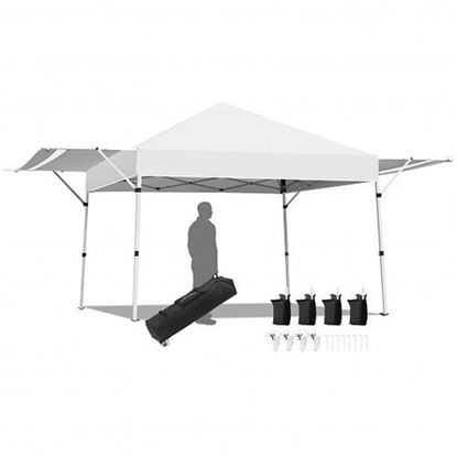 Picture of 17 Feet x 10 Feet Foldable Pop Up Canopy with Adjustable Instant Sun Shelter-White - Color: White