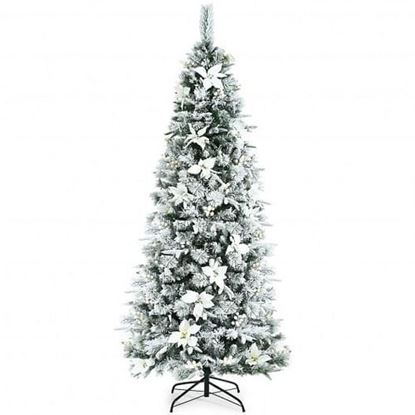 Picture of Artificial Christmas Tree Snow Flocked Pencil Tree-7 ft - Color: White - Size: 7 ft