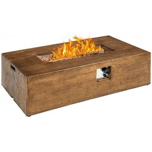 Picture of 48 x 27Inch Outdoor Gas Fire Pit Table 50 000 BTU with Lava Rocks and Cover - Color: Brown