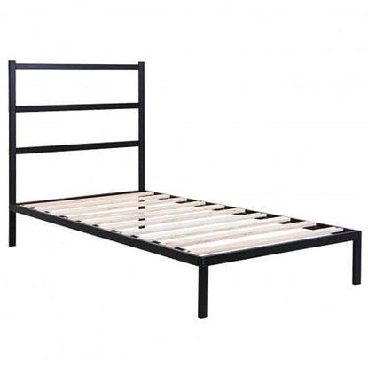 Picture of Twin/Full/Queen Size Metal Bed Platform Frame with Headboard-Twin Size - Size: Twin Size