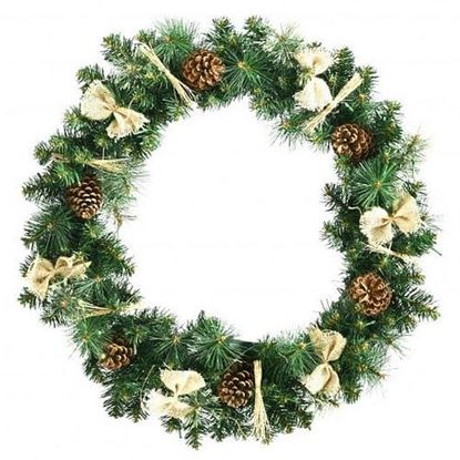 Foto de 30 Inch Pre-lit Christmas Wreath with Mixed Decorations - Color: Green - Size: 30 inches