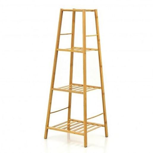 Picture of 4-Potted Bamboo Tall Plant Holder Stand-Natural - Color: Natural