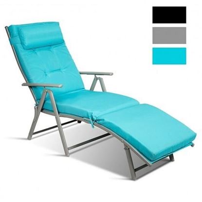 Picture of Outdoor Lightweight Folding Chaise Lounge Chair-Blue - Color: Blue