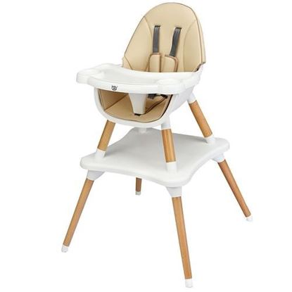 Picture of 5-in-1 Baby Wooden Convertible High Chair -Khaki - Color: Khaki