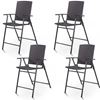 Foto de Set of 4 Folding Rattan Bar Chairs with Footrests and Armrests for Outdoors and Indoors - Color: Brown