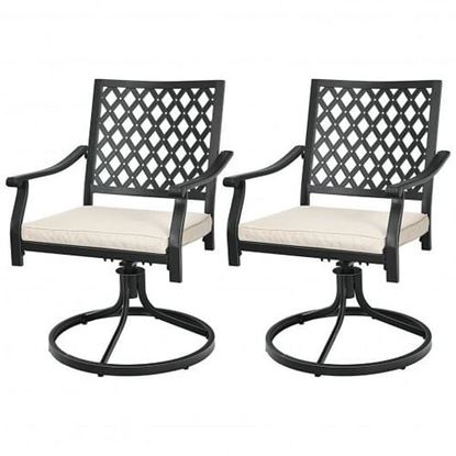 Picture of 2 Pieces Patio 360?Â° Swivel Dining Chairs with Rocker and Cushioned Armrest