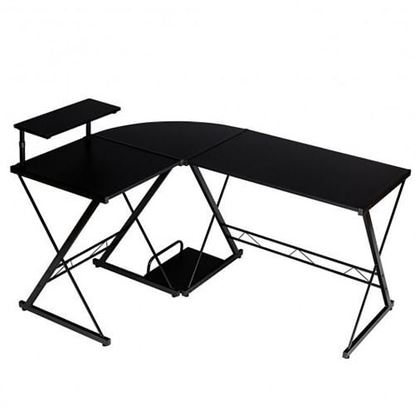 Foto de L-Shaped Desk Reversible Corner Computer Desk with Movable Shelf and CPU Stand-Black - Color: Black