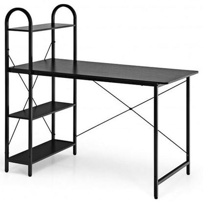 Picture of 48-Inch Reversible Computer Desk with Storage Shelf-Black - Color: Black