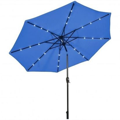 Picture of 10' Solar LED Lighted Patio Market Umbrella Shade Tilt Adjustment Crank-Blue - Color: Blue