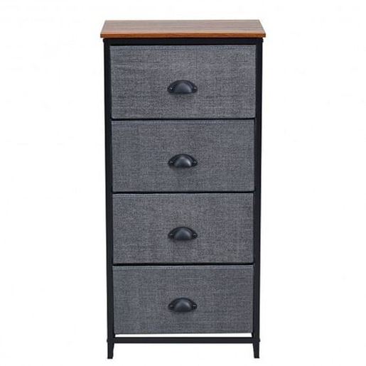 Picture of Chest Storage Tower Side Table Display Storage with 4 Drawers-Black - Color: Black