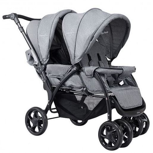 Picture of Foldable Lightweight Front Back Seats Double Baby Stroller-Gray - Color: Gray