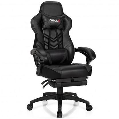 Picture of Adjustable Gaming Chair with Footrest for Home Office-Black - Color: Black