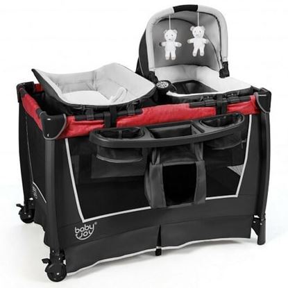 Picture of 4-in-1 Convertible Portable Baby Play yard with Toys and Music Player-Red - Color: Red