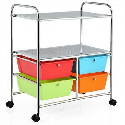 Image de 4 Drawers Shelves Rolling Storage Cart Rack-Multicolor - Color: Multicolor