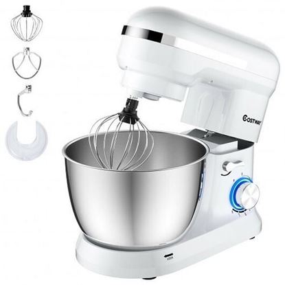 Picture of 4.8 Qt 8-speed Electric Food Mixer with Dough Hook Beater-White - Color: White