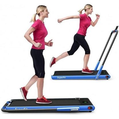 Picture of 2-in-1 Folding Treadmill with Remote Control and LED Display-Blue - Color: Blue