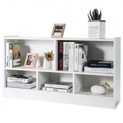 Picture of Kids 2-Shelf Bookcase 5-Cube Wood Toy Storage Cabinet Organizer-White - Color: White