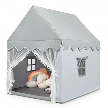 Picture of Kids Large Play Castle Fairy Tent with Mat-Gray - Color: Gray