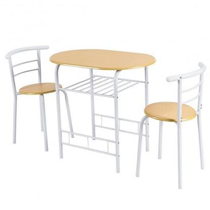 图片 3 pcs Home Kitchen Bistro Pub Dining Table 2 Chairs Set-Tan - Color: Tan - Size: 31.5" x 21" x 29.5"