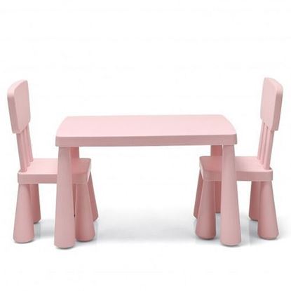 Picture of 3 Pieces Toddler Multi Activity Play Dining Study Kids Table and Chair Set-Pink - Color: Pink