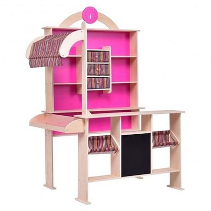 Picture of Pink Kids Wooden Toy Shop Market Shopping Pretend Play Set - Color: Pink