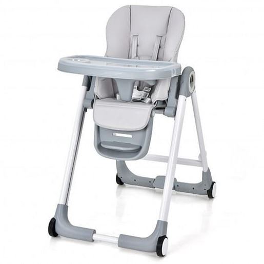 Picture of Baby Folding Convertible High Chair with Wheels and Adjustable Height-Gray - Color: Gray