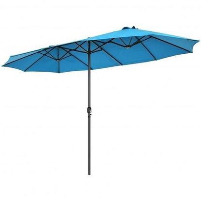 Picture of 15 Feet Patio Double-Sided Umbrella with Hand-Crank System-Blue - Color: Blue