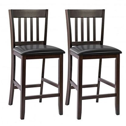 Picture of 25 Inches Set of 2 Bar Stools with Rubber Wood Legs