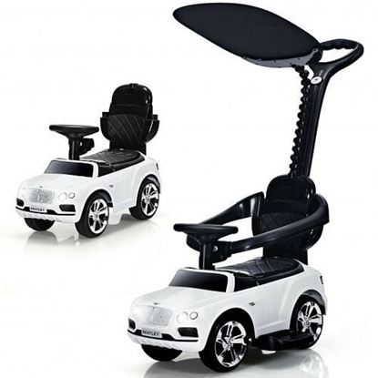 Picture of 3-in-1 Licensed Bentley Kids Push and Sliding Car with Canopy-White - Color: White