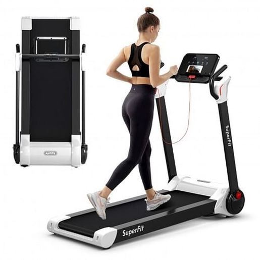 Picture of 2.25 HP Electric Motorized Folding Running Treadmill Machine with LED Display-White - Color: White