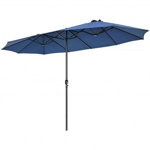 Picture of 15 Feet Patio Double-Sided Umbrella with Hand-Crank System-Navy - Color: Navy