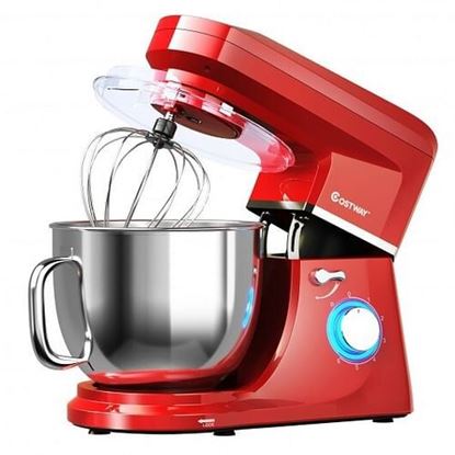 Picture of 7.5 QT Tilt-Head Stand Mixer 6 Speed 660W with Dough Hook Beater -Red - Color: Red