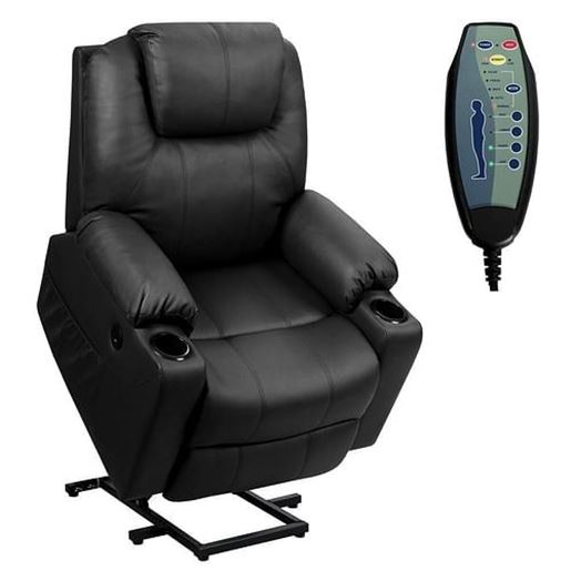 Foto de Electric Power Lift Leather Massage Sofa-Black - Color: Black