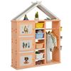 Picture of Kids Wardrobe Costume Storage Closet Pretend Dresser Hanging Armoire-Pink - Color: Pink