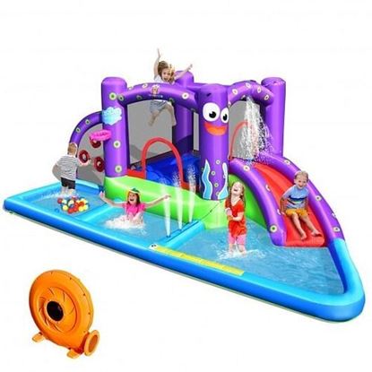 Picture of Inflatable Water Slide Park with Splash Pool and 750W Blower