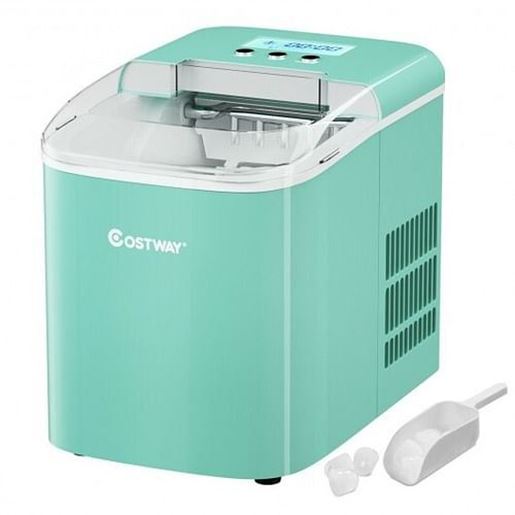 Picture of 26 lbs Countertop LCD Display Ice Maker with Ice Scoop-Light Green - Color: Light Green