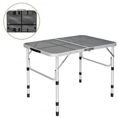 Picture of Folding Grill Table for Camping Lightweight Aluminum Metal Grill Stand Table-Silver - Color: Silver