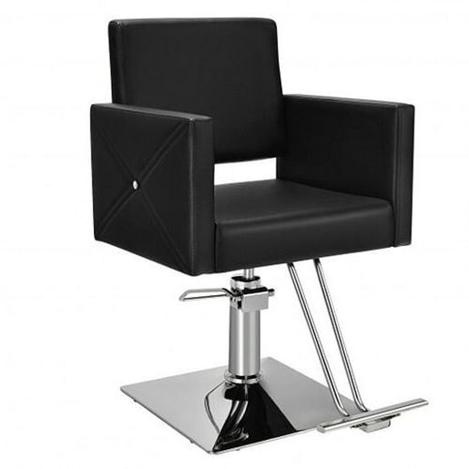 Foto de Salon Chair for Hair Stylist with Adjustable Swivel Hydraulic-Black - Color: Black