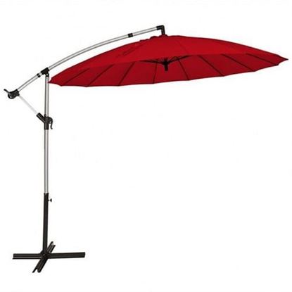 Picture of 10 Foot Patio Offset Umbrella Market Hanging Umbrella for Backyard Poolside Lawn Garden-Burgundy - Color: Burgundy