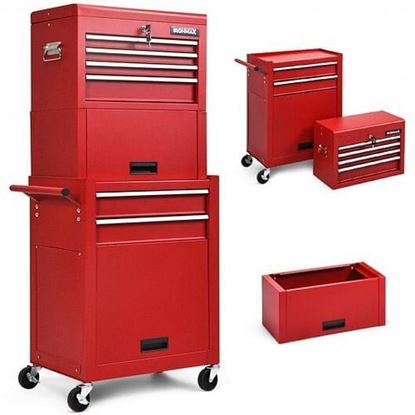 Picture of 6-Drawer Tool Chest w/ Heightening Cabinet-Red - Color: Red