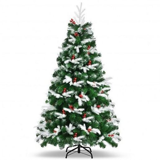 Picture of Snow Flocked Hinged Artificial Christmas Tree Pine Full Tree with 418 Branch Tips - Color: Green - Size: 5 ft