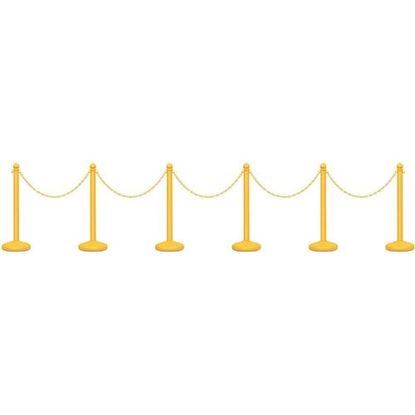 Picture of 6 Pcs Plastic Stanchion Set with 5 Detachable Chains for Indoor and Outdoor-Yellow - Color: Yellow