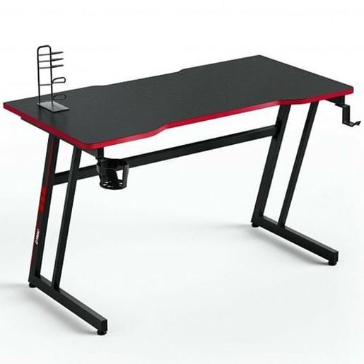 Picture of 47.5 Inch Z-Shaped Computer Gaming Desk with Handle Rack-Red - Color: Red