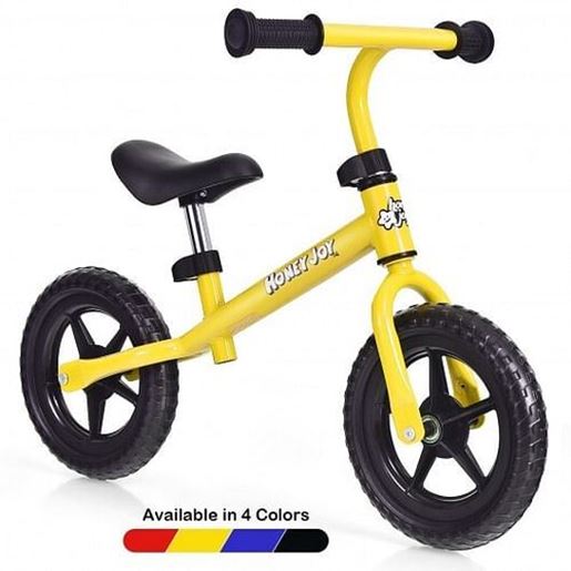 Picture of Kids No Pedal Balance Bike with Adjustable Handlebar and Seat-Yellow - Color: Yellow