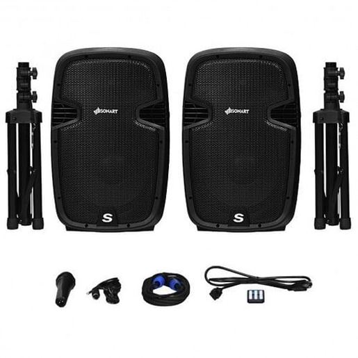 Picture of 12 Inch Dual 2-Way 1600 W Powered PA Speaker System  - Color: Black