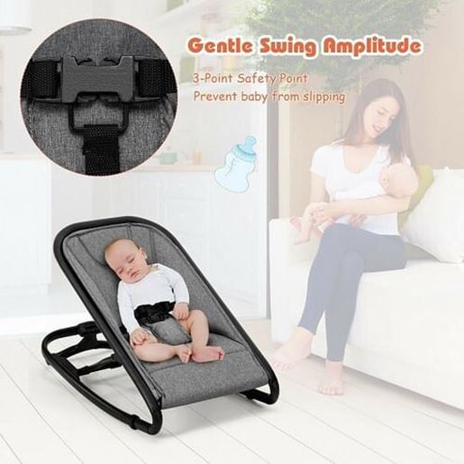 Picture of 2-in-1 Adjustable Baby Bouncer and Rocker-Gray - Color: Gray