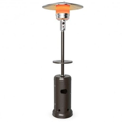 Picture of Outdoor Heater Propane Standing LP Gas Steel with Table & Wheels-Brown - Color: Brown