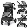 Picture of 2 in 1 High Landscape Convertible Reversible Bassinet Pram-Gray - Color: Gray