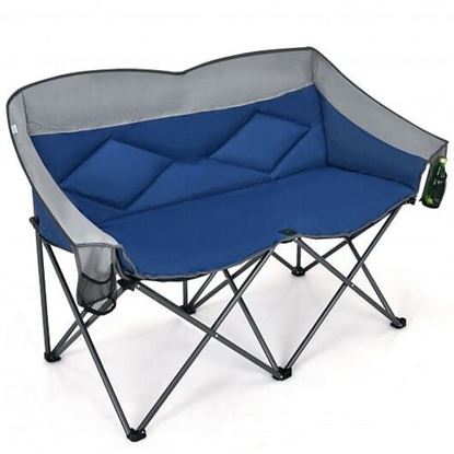 Picture of Folding Camping Chair with Bags and Padded Backrest-Blue - Color: Blue